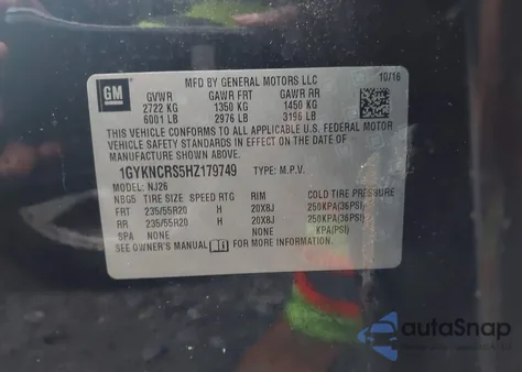 2017 Cadillac Xt5 Premium Luxury from USA, damaged, VIN 1GYKNCRS5HZ179749